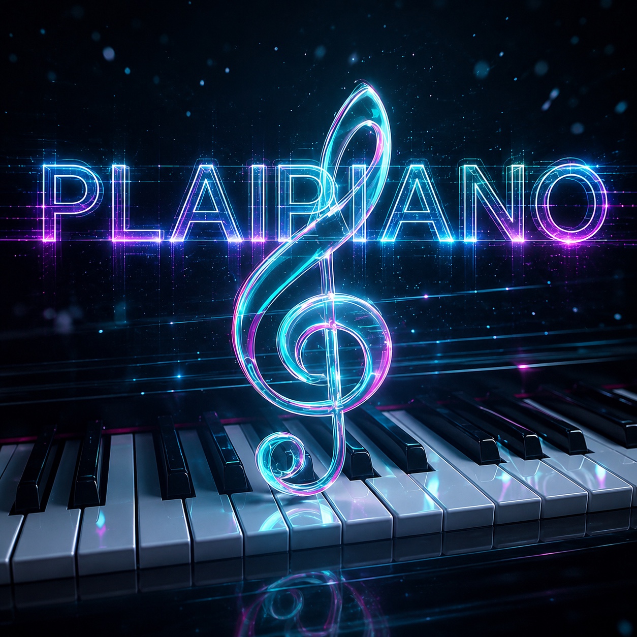 PLAIPIANO, clave de sol holográfica sobre un piano